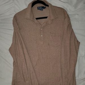 Vintage tan herringbone long sleeve shirt